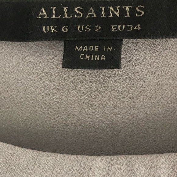 All Saints Heny Top Gray Left Knot Detail Size 2 - Picture 12 of 16
